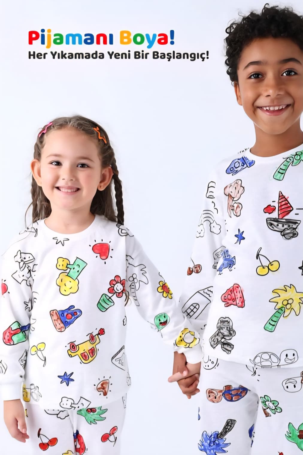 Boyanabilir Çocuk Pijama Takımı (6'lı kalem hediyeli)
