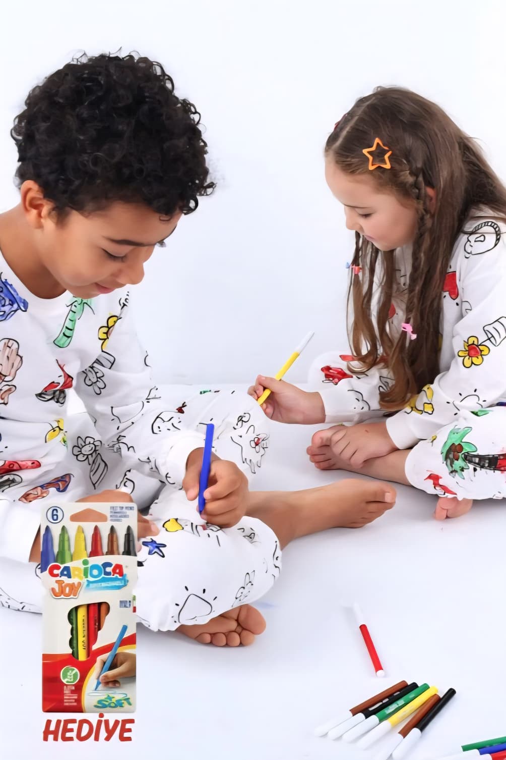Boyanabilir Çocuk Pijama Takımı (6'lı kalem hediyeli)